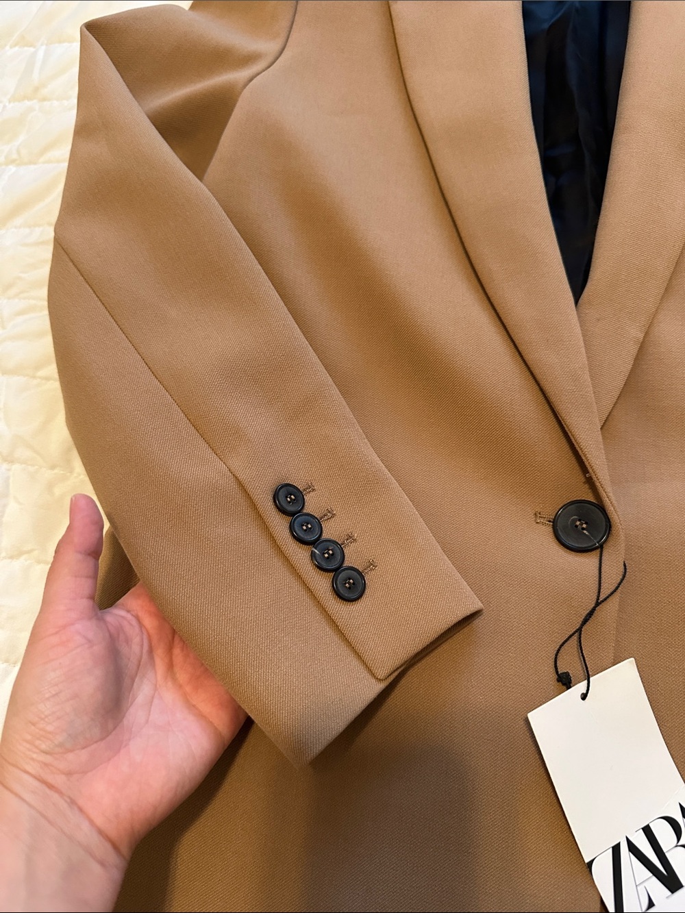 ZARA Camel Brown Single-Button Blazer - Picture 3 of 7